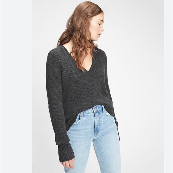 GAP Sweaters - Gap Ultra Wide V Neck Sweater Charcoal Grey Wool and Alpaca Blend